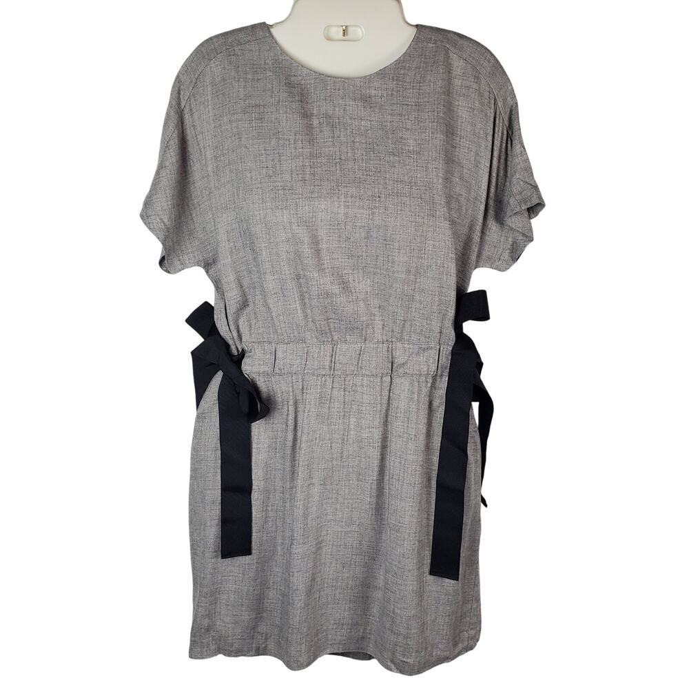 Zara TRF Gray Mini Dress XS w/ Ribbon Side Ties NWT Coquette Meets Casual